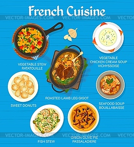 French cuisine restaurant meals menu template - vector clipart