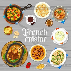 French cuisine food menu cover design template - vector clip art