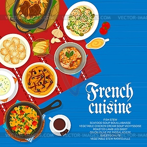 French cuisine restaurant meals menu cover page - vector image