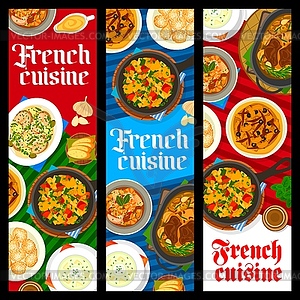 French cuisine restaurant food vertical banners - vector EPS clipart