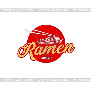 Ramen noodle soup bowl with chopsticks icon - stock vector clipart