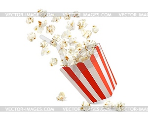 Popcorn box, striped pop corn bucket container - vector image