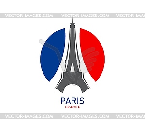 Paris Eiffel tower on France flag, French travel - royalty-free vector image