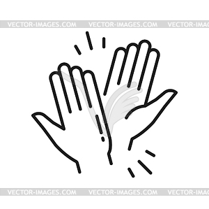 High five, togetherness outline icon help support - royalty-free vector clipart