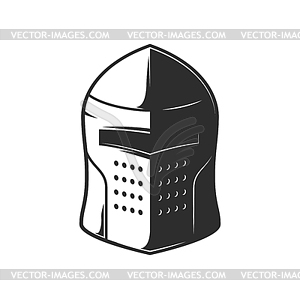 Knight warrior helmet, medieval army soldier armor - vector image