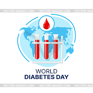 World Diabetes Day icon, blood drop in blue circle - vector clipart