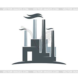 Factory building icon with plant of power industry - vector image