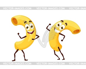 Cartoon maccheroni pasta characters dancing - vector clip art