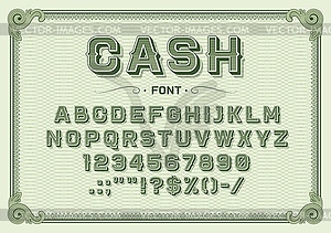 Money font, vintage type or typeface banknote - vector clipart