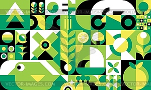 Bauhaus green pattern, geometric background tile - vector image