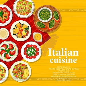 Italian cuisine dishes menu cover page template - vector image