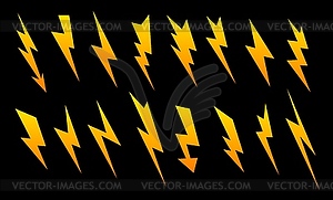 Yellow light flare and flash effect set - vector clipart