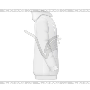 White hoodie, sweatshirt mockup for men - vector clipart