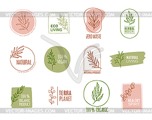 Organic food, natural or eco product label - vector image