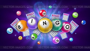 Bingo lottery balls and tickets background - vector clipart