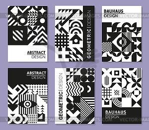 Geometric monochrome Bauhaus abstract posters - vector image