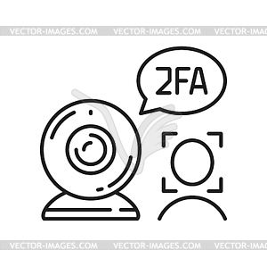 2FA two factor authentication, face recognition - vector clipart