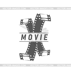 Movie theater icon with cinematography film strips - vector image