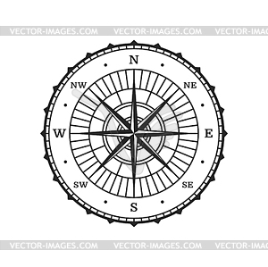 Compass, wind rose navigation, geography symbol - white & black vector clipart