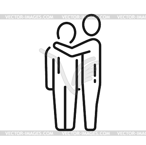 Help and support, people supporting hugging person - vector clipart