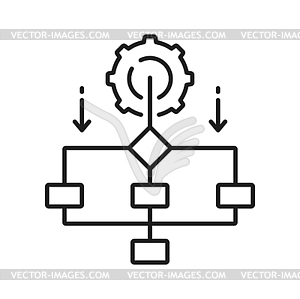 Moving files into folders, automatic sorting icon - vector image