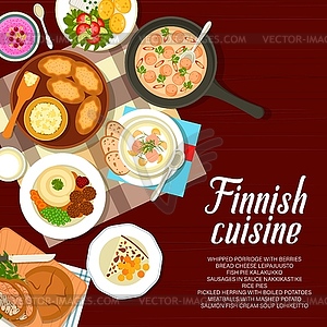 Finnish cuisine restaurant menu page cover - vector clipart