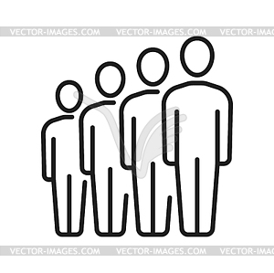 Growing people figures, cooperation working team - vector image