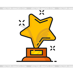 Gold star trophy icon, quality rating award - vector image