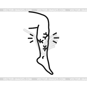 Varicose vein, venous edema on leg line icon - vector EPS clipart