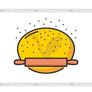 Roll homemade dough with rolling pin line icon - vector clipart