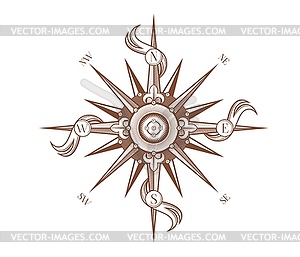 Vintage wind rose antique compass icon - vector clipart