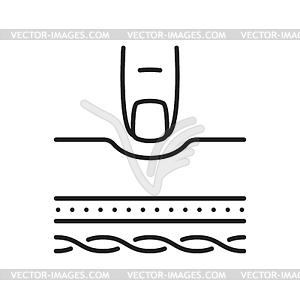 Finger on skin with edema or swelling body icon - vector image