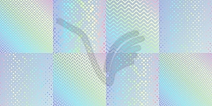 Hologram texture patterns, glitter foil gradient - vector image