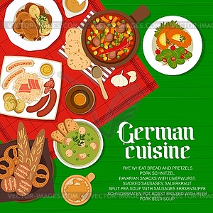 German cuisine menu cover, food meals and dishes - vector clipart