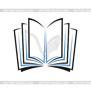 Символ или пиктограмма открытой книги, дневника или учебника - изображение в векторном формате