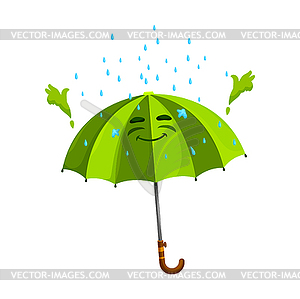 Cartoon green striped umbrella parasol character - vector image