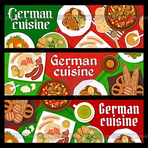 German cuisine banners with schnitzel, sauerkraut - vector clipart