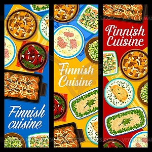 Finnish restaurant meals vertical banners - vector image