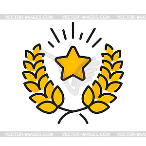 Gold star and laurel wreath icon, loyalty reward - vector image