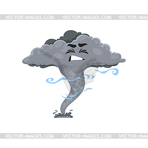 Мультяшный персонаж торнадо, штормовой смерч twister - изображение в векторном формате