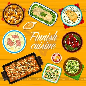 Finnish cuisine menu page cover template - vector clip art