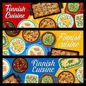 Finnish food restaurant meals horizontal banners - vector image