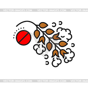 Cotton clothing material allergy color line icon - vector clip art
