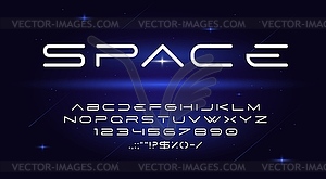 Космический шрифт, футуристический шрифт, галактический шрифт - цветной векторный клипарт