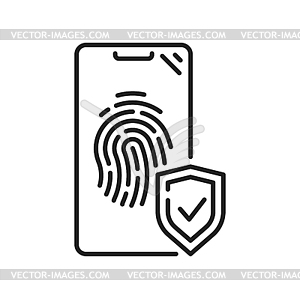 Mobile with shield security, smartphone protect - vector clip art