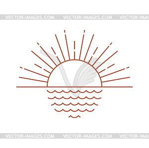 Sunrise or sunset in boho style, sunshine print - vector clipart