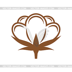 Cotton plant icon with flower and soft fiber boll - vector clip art