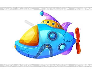 Submarine or cartoon bathyscaphe with periscope - vector image