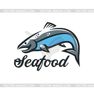 Значок морепродуктов из лосося с изображением рыбы, морского или океанического животного - векторный клипарт / векторное изображение
