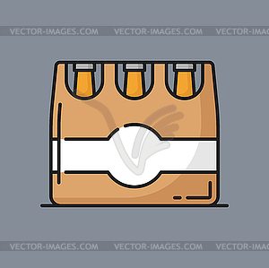 Bottles in paper wrap, soda or beer package icon - vector EPS clipart